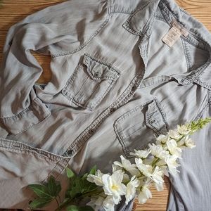 Philosophy Grey Button Down Shirt Dress